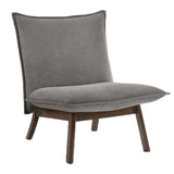 Fabric Upholstered Lounge Chair with Cushioned Seating, Gray and Brown