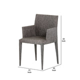 Benzara Fabric Upholstered Dining Chair with Tapered Legs and Panel Arms, Gray BM221190 Gray Fabric, Solid Wood, Metal BM221190