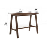 Benzara Wooden Rectangular Bar Table with Angled Block Legs, Brown BM221191 Brown Solid Wood BM221191
