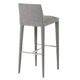 Benzara Fabric Upholstered Barstool with Stainless Steel Footrest, Gray BM221196 Gray Solid Wood, Fabric, Metal BM221196