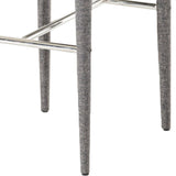 Benzara Fabric Upholstered Barstool with Stainless Steel Footrest, Gray BM221196 Gray Solid Wood, Fabric, Metal BM221196