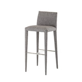 Benzara Fabric Upholstered Barstool with Stainless Steel Footrest, Gray BM221196 Gray Solid Wood, Fabric, Metal BM221196