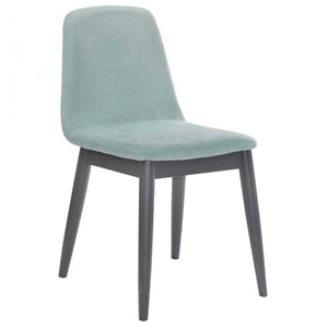 Benzara Fabric Upholstered Dining Chair with Round Legs, Set of 2, Blue and Gray BM221198 Blue, Gray Metal, Solid Wood, Fabric BM221198