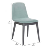 Benzara Fabric Upholstered Dining Chair with Round Legs, Set of 2, Blue and Gray BM221198 Blue, Gray Metal, Solid Wood, Fabric BM221198