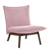 Fabric Upholstered Lounge Chair with Cushioned Seating, Pink and Brown