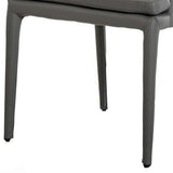 Benzara Leatherette Dining Chair with Tapered Legs and Panel Arms, Gray BM221209 Gray Leatherette, Solid Wood, Metal BM221209