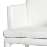 Benzara Leatherette Dining Chair with Tapered Legs and Panel Arms, White BM221210 White Leatherette, Solid Wood, Metal BM221210