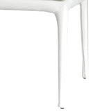 Benzara Leatherette Dining Chair with Tapered Legs and Panel Arms, White BM221210 White Leatherette, Solid Wood, Metal BM221210