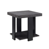 Benzara Wood and Metal 3 Piece Cocktail Table Set, Gray and Black BM221520 Gray and Brown Wood and Metal BM221520