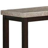 Benzara Wood and Marble Console Table with Open Shelf, Brown and Gray BM221525 Brown Wood and Marble BM221525