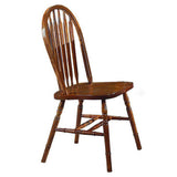 Benzara Wooden Windsor Chairs with Arrow Spindle Slatted Backrest, Set of 2, Brown BM221530 Brown Wood BM221530