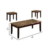 Benzara Contemporary Wood and Marble 3 Piece Cocktail Table Set, Brown BM221532 Brown Wood and Marble BM221532