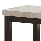 Benzara Wooden End Table with Marble Top and Open Bottom Shelf, Brown and Gray BM221564 Brown and Gray Wood and Marble BM221564