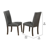 Benzara Wood and Leather Dining Side Chairs, Set of 2, Gray and Brown BM221568 Gray and Brown Wood and Leather BM221568