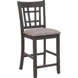 Benzara Wooden Dining Side Chairs with Open Grid Pattern, Set of 2, Gray and Brown BM221578 Gray and Brown Wood and Fabric BM221578