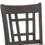 Benzara Wooden Dining Side Chairs with Open Grid Pattern, Set of 2, Gray and Brown BM221578 Gray and Brown Wood and Fabric BM221578