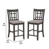 Benzara Wooden Dining Side Chairs with Open Grid Pattern, Set of 2, Gray and Brown BM221578 Gray and Brown Wood and Fabric BM221578