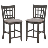 Wooden Dining Side Chairs with Open Grid Pattern, Set of 2, Gray and Brown