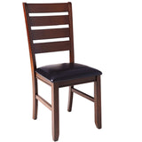 Benzara Wooden Dining Side Chairs with Ladder Back, Set of 2, Brown and Black BM221581 Brown and Black Wood and Leather BM221581