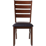 Benzara Wooden Dining Side Chairs with Ladder Back, Set of 2, Brown and Black BM221581 Brown and Black Wood and Leather BM221581