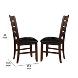 Benzara Wooden Dining Side Chairs with Ladder Back, Set of 2, Brown and Black BM221581 Brown and Black Wood and Leather BM221581