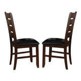 Wooden Dining Side Chairs with Ladder Back, Set of 2, Brown and Black