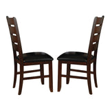 Benzara Wooden Dining Side Chairs with Ladder Back, Set of 2, Brown and Black BM221581 Brown and Black Wood and Leather BM221581