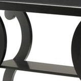 Benzara Contemporary Wooden Console Table with 2 Open Bottom Shelves, Black BM221607 Black Solid Wood BM221607