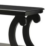 Benzara Contemporary Wooden Console Table with 2 Open Bottom Shelves, Black BM221607 Black Solid Wood BM221607