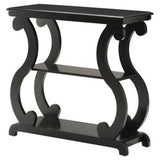 Contemporary Wooden Console Table with 2 Open Bottom Shelves, Black