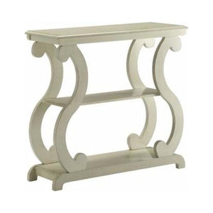 Benzara Contemporary Wooden Console Table with 2 Open Bottom Shelves, White BM221608 White Solid Wood BM221608