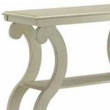 Benzara Contemporary Wooden Console Table with 2 Open Bottom Shelves, White BM221608 White Solid Wood BM221608