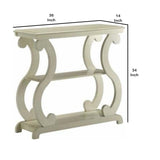 Benzara Contemporary Wooden Console Table with 2 Open Bottom Shelves, White BM221608 White Solid Wood BM221608