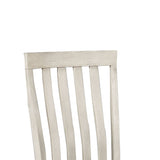 Benzara Wood and Fabric Dining Chair with Slatted Backrest, Set of 2, Gray and White BM221613 Gray, White Solid Wood, Fabric BM221613