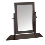 Benzara Wood and Fabric Vanity Set with Tilting Vertical Mirror, Brown and White BM221617 Brown and White Solid Wood, Fabric BM221617