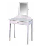 Benzara Wood and Fabric Vanity Set with Tilting Vertical Mirror, Beige and White BM221620 Beige, White Solid Wood, Fabric BM221620