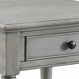 Benzara 1 Drawer Wooden End Table with Open Bottom Shelf and Turned Legs, Gray BM221621 Gray Solid Wood BM221621