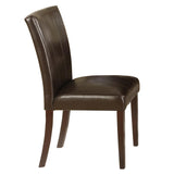 Benzara Wood and Faux Leather Dining Side Chairs with Stitch Details,Set of 2,Brown BM221622 Brown Solid Wood and Faux Leather BM221622