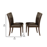 Benzara Wood and Faux Leather Dining Side Chairs with Stitch Details,Set of 2,Brown BM221622 Brown Solid Wood and Faux Leather BM221622