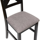 Benzara Wood and Fabric Dining Side Chair with X Back, Set of 2, Gray and Brown BM221624 Brown and Gray Solid Wood, Fabric BM221624