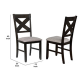 Benzara Wood and Fabric Dining Side Chair with X Back, Set of 2, Gray and Brown BM221624 Brown and Gray Solid Wood, Fabric BM221624