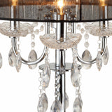 Benzara Metal Chandelier Table Lamp with Crystal Accent, Set of 2,Black and Chrome BM221626 Black and Silver Metal and Fabric BM221626