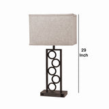 Benzara Metal Table Lamp with Stacked Circle Design, Set of 2, Brown and Gray BM221627 Brown and Gray Metal, Fabric BM221627