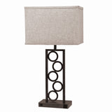 Metal Table Lamp with Stacked Circle Design, Set of 2, Brown and Gray