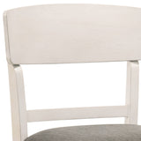 Benzara Wood and Fabric Counter Height Chair, Set of 2, White and Gray BM221628 White and Gray Solid Wood and Fabric BM221628