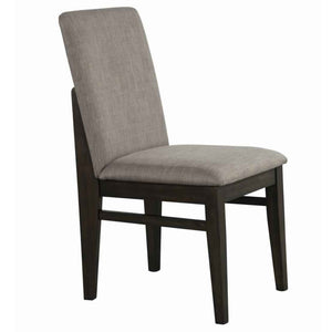 Benzara Fabric Upholstered Side Chair with Tapered Legs, Set of 2, Gray and Brown BM222464 Brown, Gray Solid Wood, Plywood, Fabric BM222464