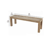 Benzara Rectangular Wooden Dining Bench with Block Legs, Weathered Brown BM222468 Brown Solid Wood, Plywood BM222468