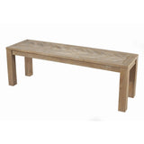 Benzara Rectangular Wooden Dining Bench with Block Legs, Weathered Brown BM222468 Brown Solid Wood, Plywood BM222468