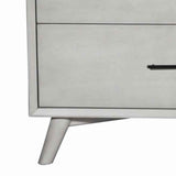 Benzara 3 Drawer Mid Century Modern Wooden Chest with Splayed Legs, Small, Gray BM222489 Gray Solid Wood, Veneer BM222489