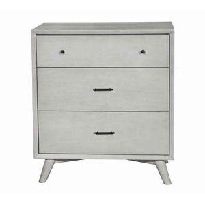 Benzara 3 Drawer Mid Century Modern Wooden Chest with Splayed Legs, Small, Gray BM222489 Gray Solid Wood, Veneer BM222489